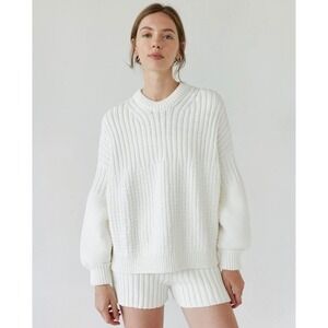 The Knotty Ones Delcia Oversized Cotton Knit Sweater Milk Off-White One Size NWT